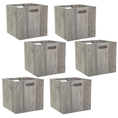 Lot de 6 Boîtes de rangement effet bois en MDF Mix n' modul TOILINUX