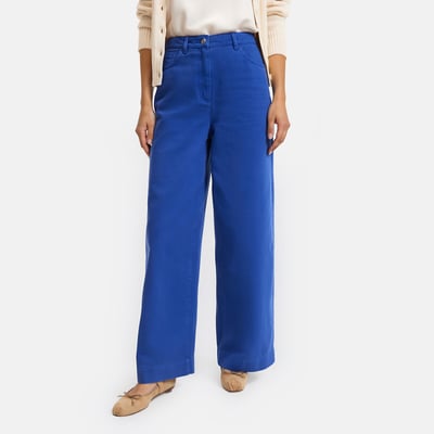 Pantalon large taille haute en twill de coton LA REDOUTE COLLECTIONS