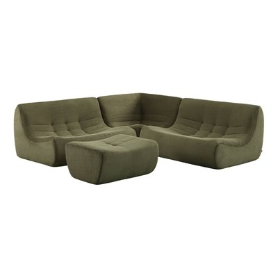 Canapé d'angle modulable 5 places avec repose pied velours côtelé SOKOL SWEEEK