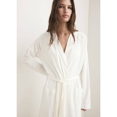 Peignoir en coton liseré satin MANGO