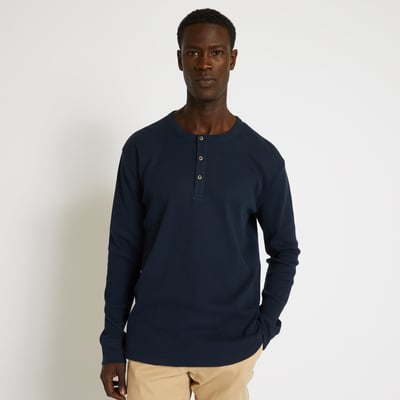 Tee-shirt manches longues col tunisien en coton BIO MONOPRIX