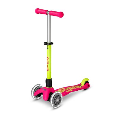 Trottinette 3 roues Mini Micro Deluxe Néon Flamingo Yellow LED MICRO MOBILITY