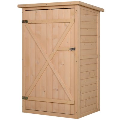 Armoire de jardin porte verrouillable 2 étagères bois sapin OUTSUNNY