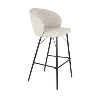 Lot de 2 tabourets de bar en tissu bouclette et métal H75cm- JOA DRAWER