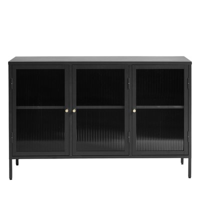 Buffet 3 portes en verre strié et métal L132cm- BJORN DRAWER