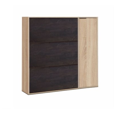 Meuble à chaussures 3 abattants et 1 porte 30 paires - L106 cm CALICOSY