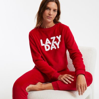 Pyjama à message, en maille polaire SO'HOME
