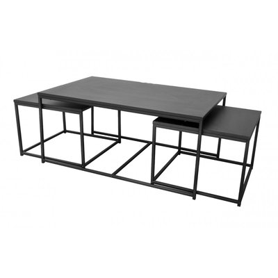 Set de 3 Tables Basses Gigognes Métal Noir WADIGA