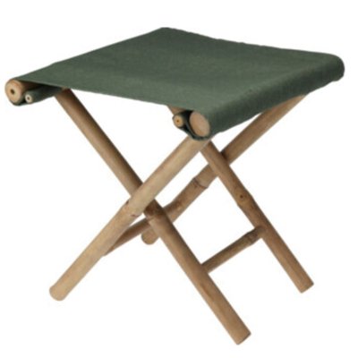 Tabouret de jardin pliant en bambou et tissu vert WADIGA