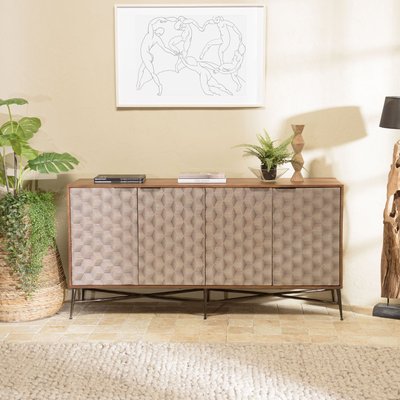 Buffet en bois 4 portes motifs graphiques KANHA PIER IMPORT
