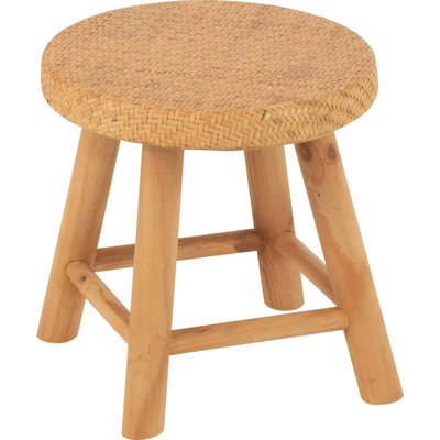 Tabouret rond rotin naturel assise bambou style bohème RECOLLECTION