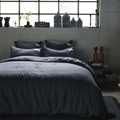 Parure de lit unie en lin Housse de couette + 2 taies rectangles, Made in France, PARTI PRIS ECORCE A DEMAIN