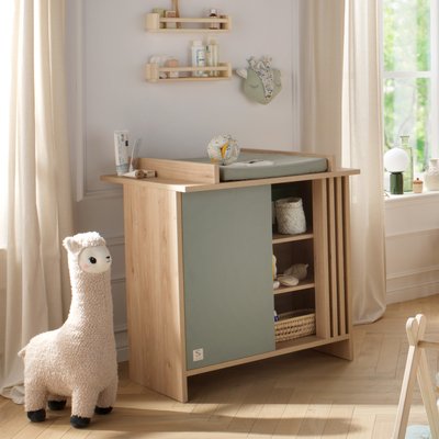 Commode avec plan à langer 1 porte colorée et 3 niches avec claustra SAUTHON