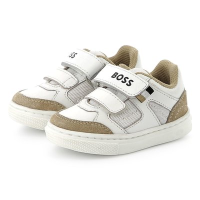 Baskets en cuir à fermeture par bandes auto aggrip BOSS KIDSWEAR