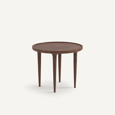 Table basse noyer massif, pieds fuselés, diamètre 44 cm, MAGOSIA AM.PM