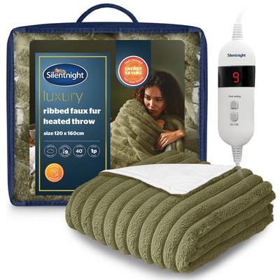 Faux Fur Ribbed Heated Throw SILENTNIGHT