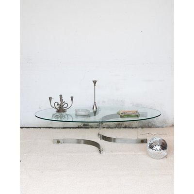Table basse métal et verre Donna N°65 - Bon état DEBONGOUT