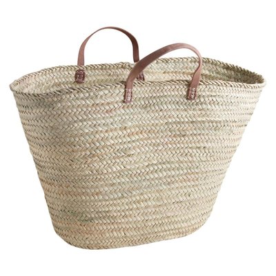 Panier XXL en palmier et cuir 70cm AUBRY GASPARD