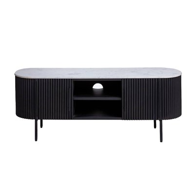 Meuble TV en métal et marbre blanc  MONA MADE IN MEUBLES 