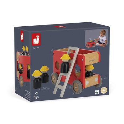 Gamme bolid - camion de pompiers - pompiers - 1 camion,1 echelle, 4 pompiers - jouet d'eveil - développe la motricité fi JANOD