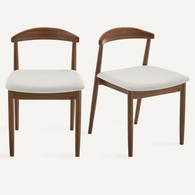 2er-Set Stühle aus massivem Nussbaumholz und Stoff, GALB AM.PM