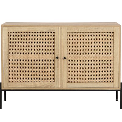 Buffet 2 portes en cannage et effet chêne - IRIS HOMIFAB