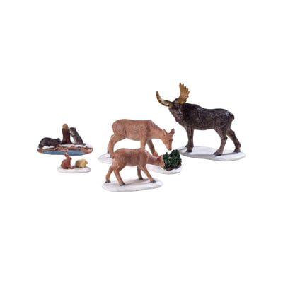 Lot de 5 figurines d'animaux sauvages décoratifs JARDIDECO