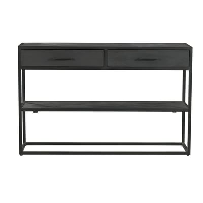 Console d'entrée en bois noir 2 tiroirs motif chevron ALVERA PIER IMPORT
