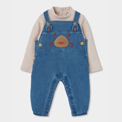 Ensemble denim bébé garçon brodé d'ours BOBOLI