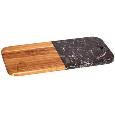 Planche à découper en acacia et marbre noir 38x18x1.5cm WADIGA