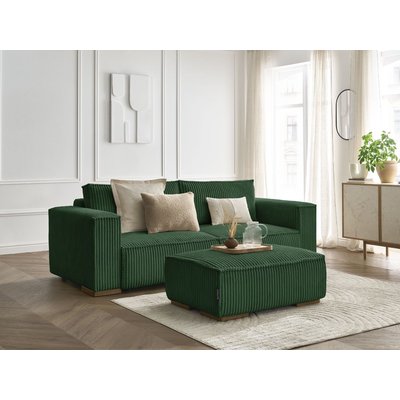Canapé droit convertible 4 places en gros côtelé doux avec pouf, CHELSEA BOBOCHIC