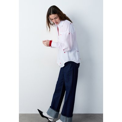 Chemise manches longues brodée cœur en popeline ELEANOR BROD ETAM