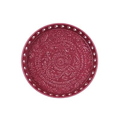 Plateau en métal avec motifs en relief violet 31cm HASHTAG DECO