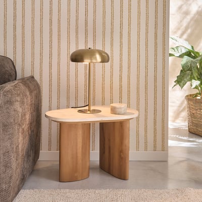 Table d'appoint en teck massif et marbre  CALMA BERAH GETAH
