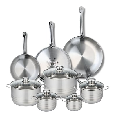 3 poêles 24/28/32cm + 5 faitouts 12/14/16/20/24cm PROFI BRILLANT ELO
