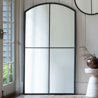 90 x 160cm Black Window Style Leaner Mirror SO'HOME