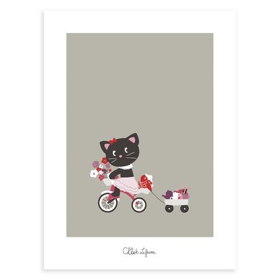 Affiche chat et tricycle MILLY & FLORE LILIPINSO
