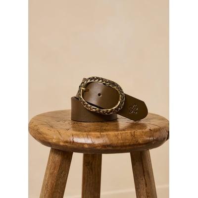 Ceinture en cuir suédé boucle ovale tressée LA FEE MARABOUTEE