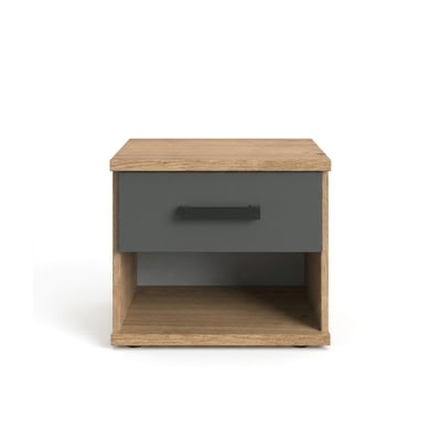Chevet 1 tiroir décor chêne et graphite - L46 cm CALICOSY