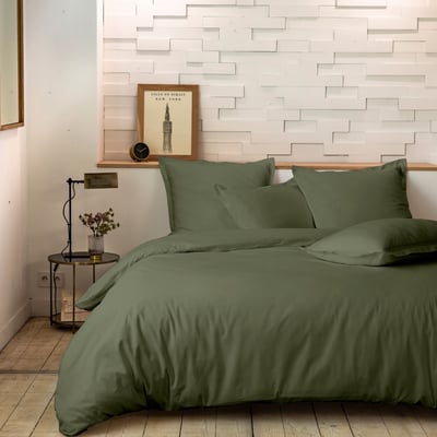Parure de lit percale unie blanc TERRE DE NUIT