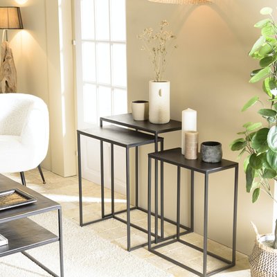 Table d'appoint gigogne en métal noir (lot de 3) ZALA PIER IMPORT