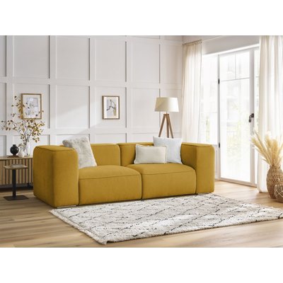 Canapé droit fixe 2 places en tissu texturé, ZEPHYR BOBOCHIC