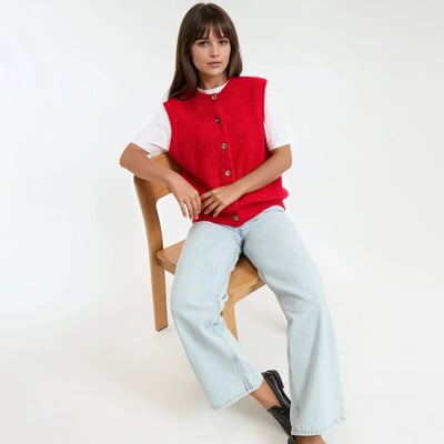 Button-Down Cardigan with Crew Neck in Chunky Knit LA REDOUTE COLLECTIONS