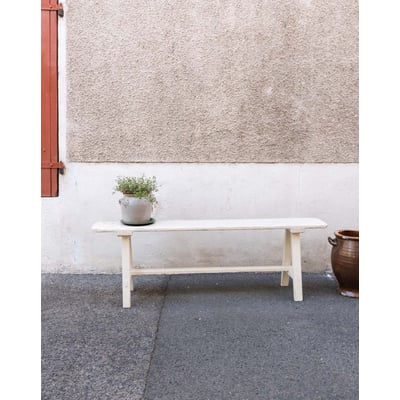 Banc en bois blanc Antoine N°513 - Bon état DEBONGOUT