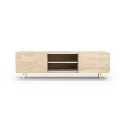 Meuble TV placard 2 portes arrondies, BISCUIT HERDASA