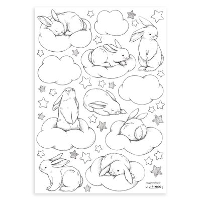 Stickers muraux lapins et nuages BUNNY LILIPINSO