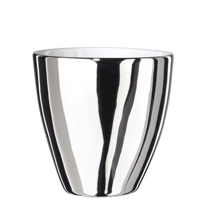 Tasse à Café Assoiffée Porcelaine Blanc Brillant et Platine Diam 7 cm TSE ET TSE ASSOCIÉES