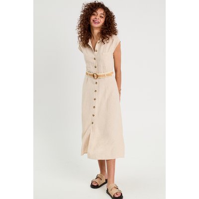 Robe chemise midi contenant du lin CACHE CACHE