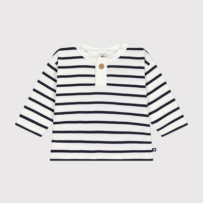 T-shirt à manches longues en coton rayé PETIT BATEAU