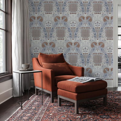 Papier peint art déco avec animaux et paon oriental - 255x260 cm (l x h) LA TOUCHE ORIGINALE